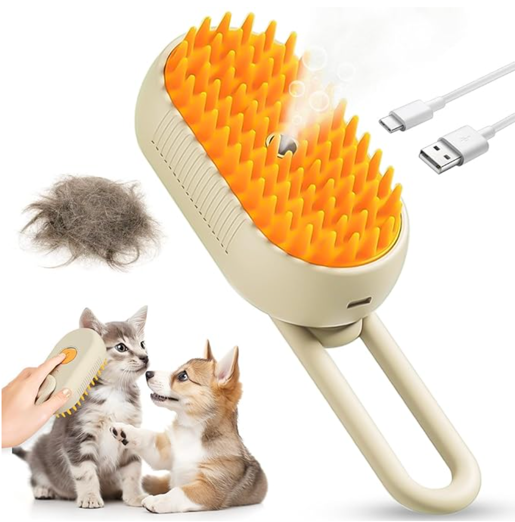 SteamSleek - 3 In 1 Spray & Shine Pet Steamy Hair Removal Comb Massager